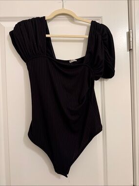 Free People Black Scoop Neck Bodysuit